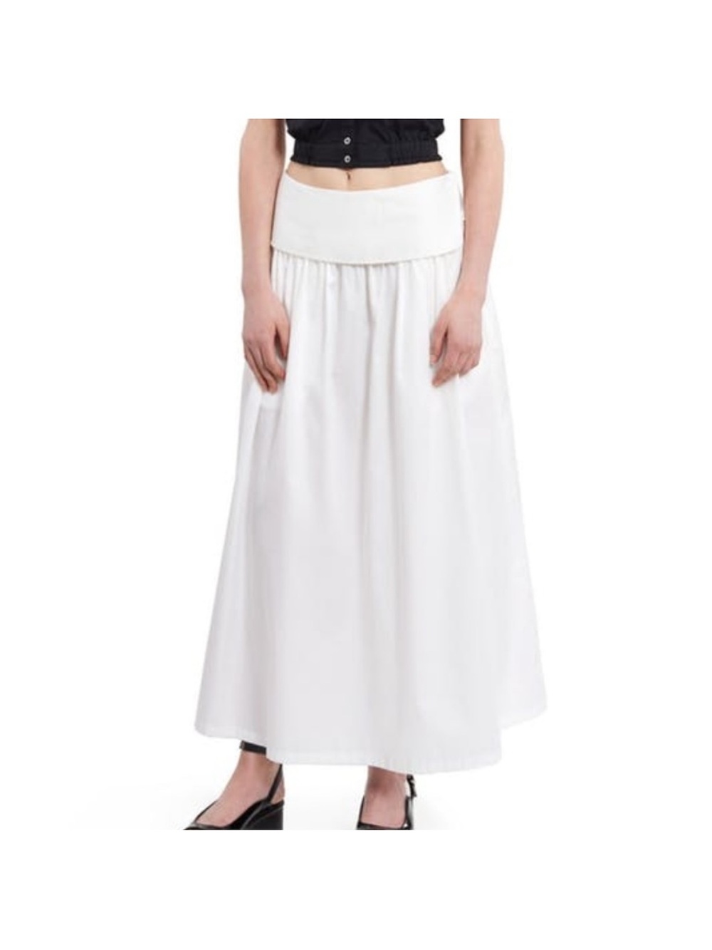 Opening Ceremony Sculptural Foldover White Cotton Midi Skirt Size 4